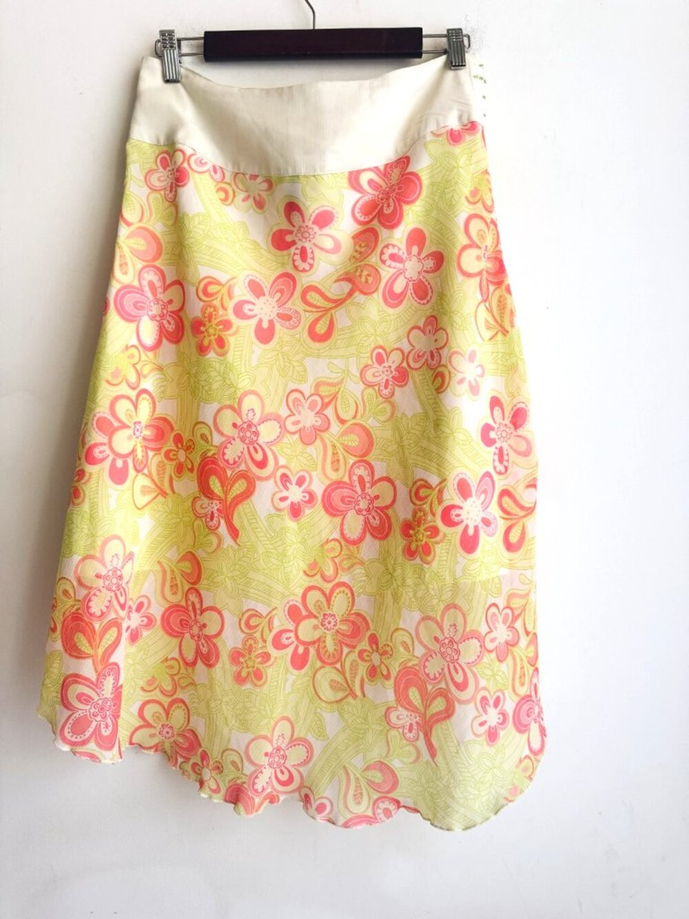 Vintage Y2K Green Pink Floral Sequin Beaded High Low Skirt Lizzy McGuire 8 - Picture 7 of 9